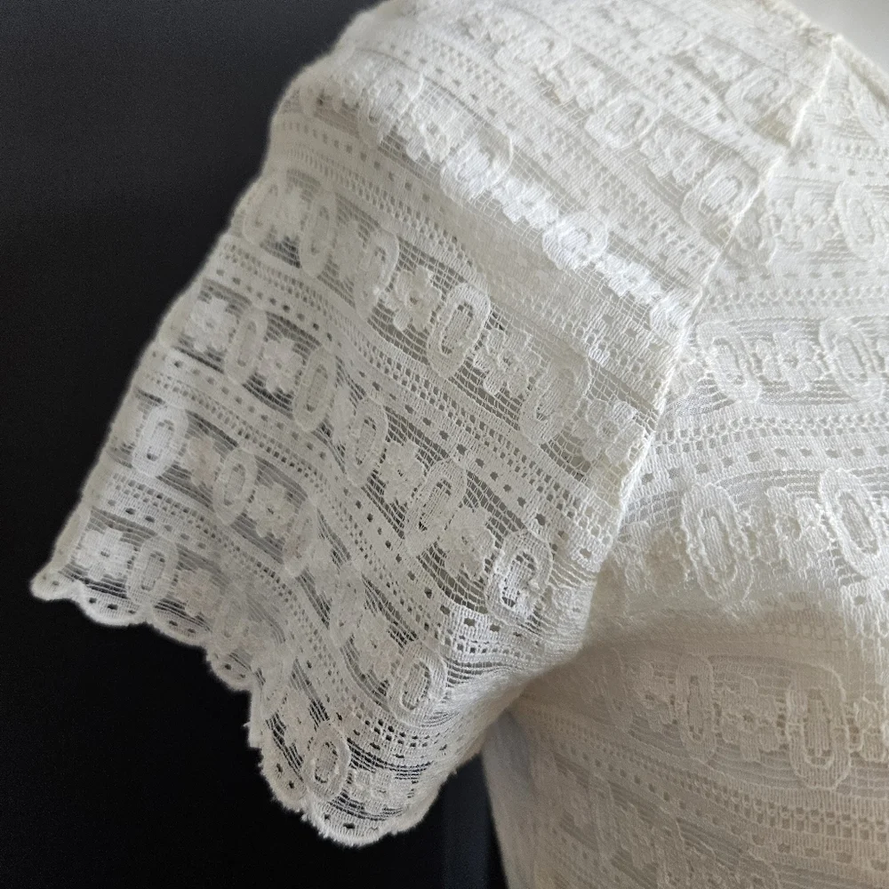 Free People Womens White Lace Overlay‎ Sz 6 Feminine Fairy